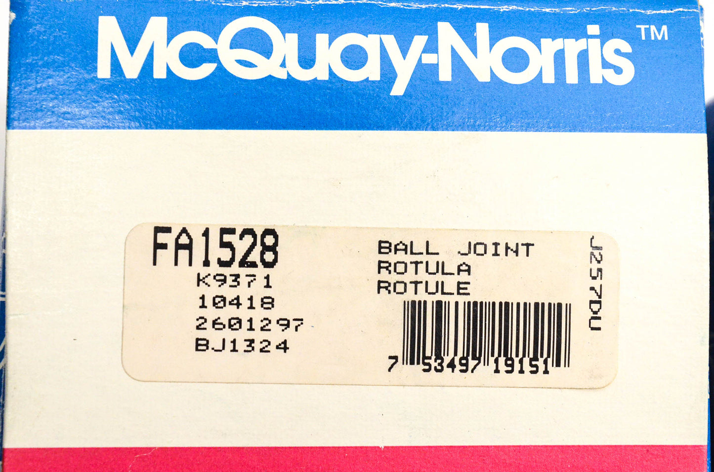 McQuay-Norris FA1528, K9371, BJ1324 Ball Joint Kit NOS
