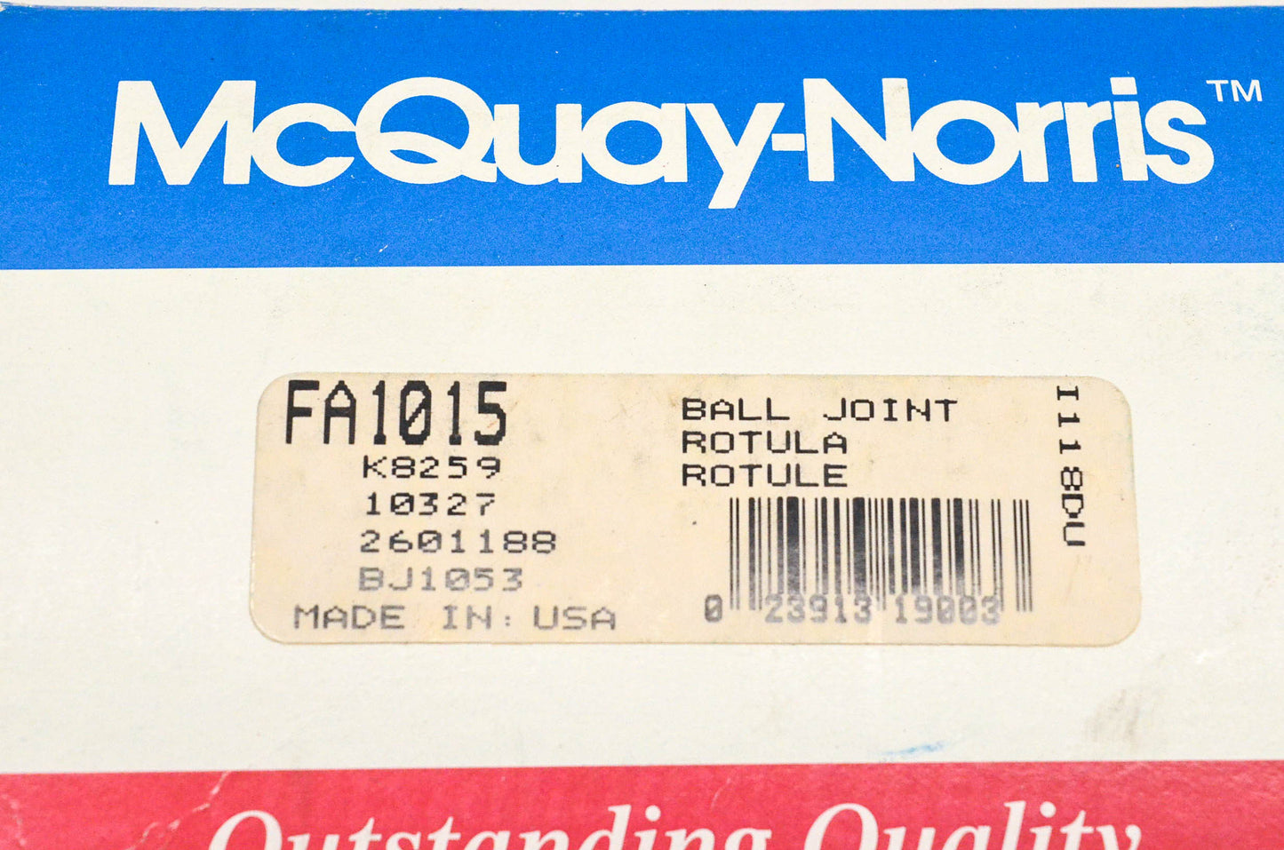 McQuay-Norris FA1015, K8259, 10327 Ball Joint Kit NOS