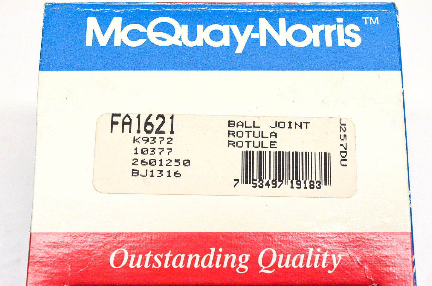 McQuay-Norris FA1621, K9372, 2601250 Front Upper Ball Joint Kit NOS