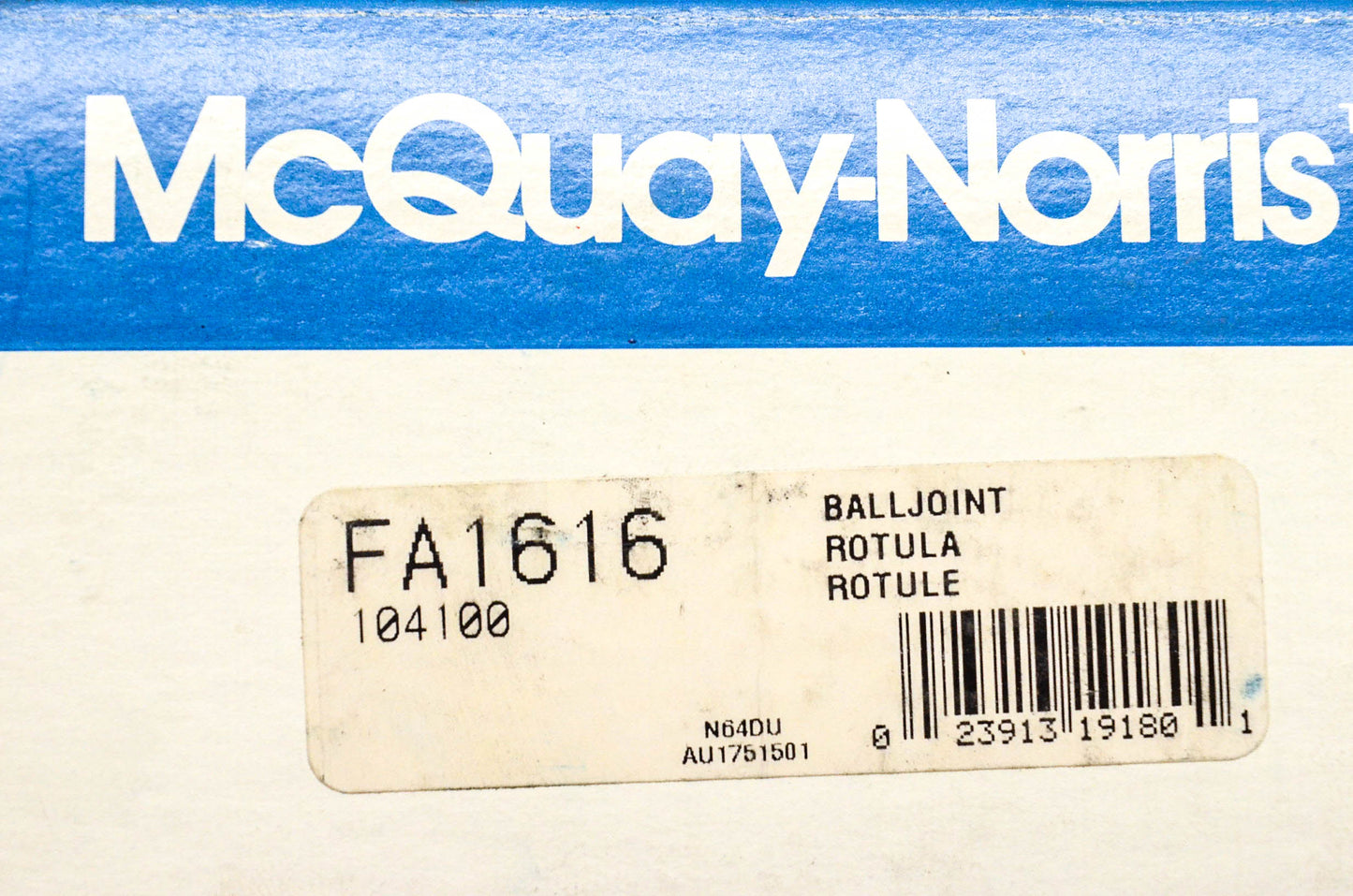 McQuay-Norris FA1616, 104100 Ball Joint Kit NOS