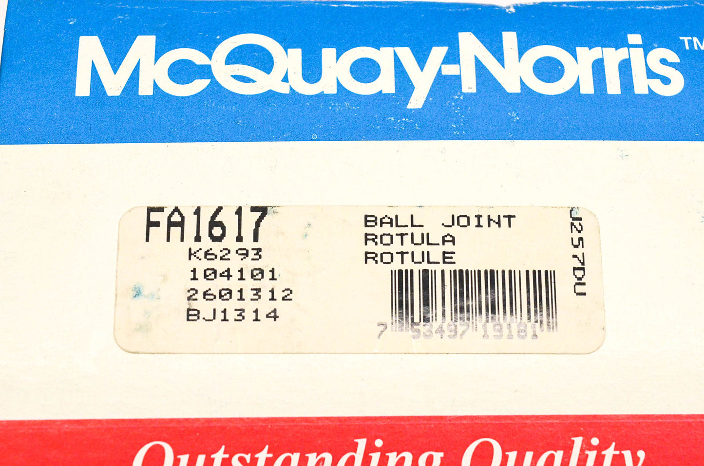 McQuay-Norris FA1617, K6293, 2601312 Ball Joint Kit NOS
