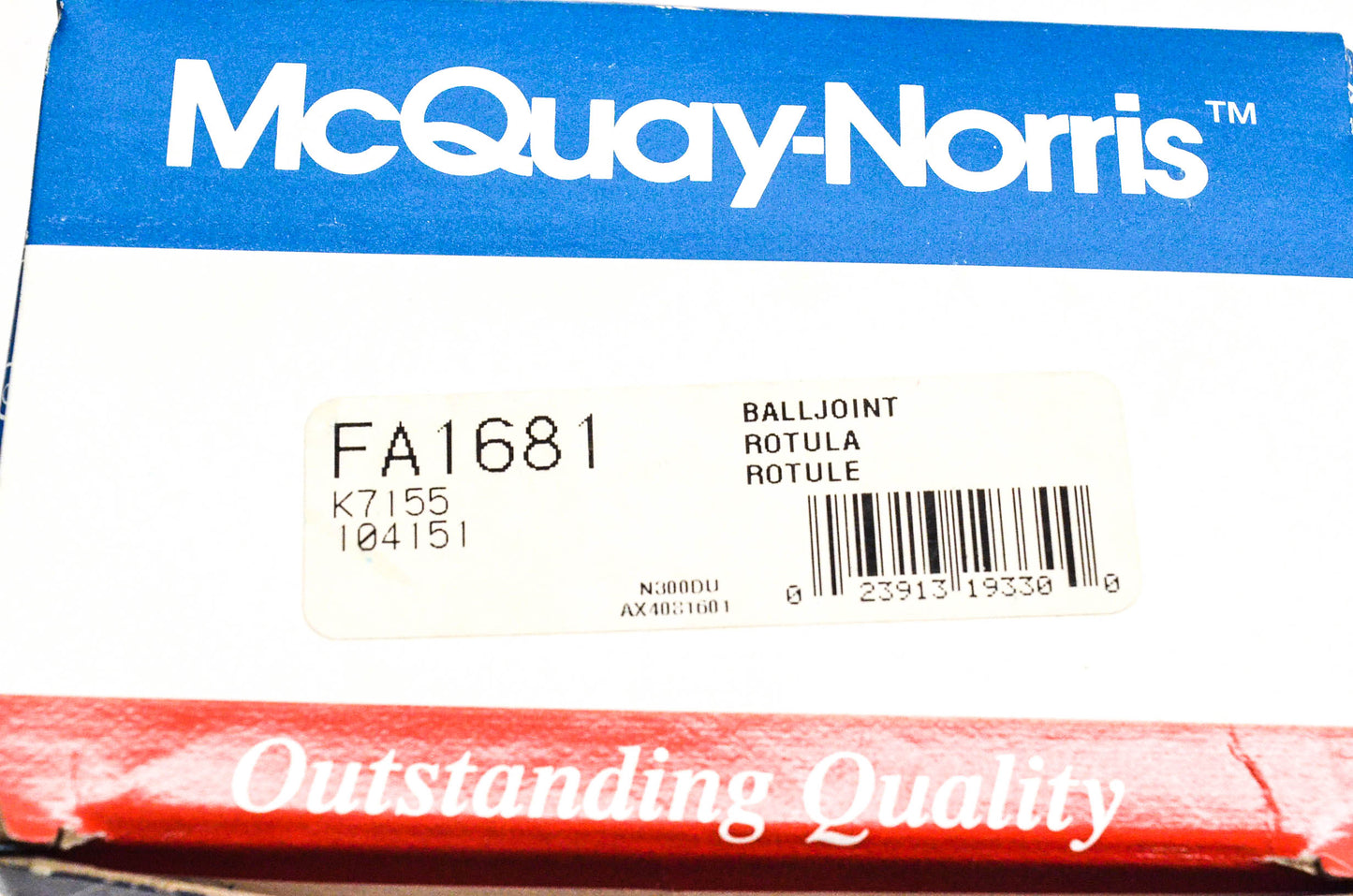 McQuay-Norris FA1681, K7155, 104151 Front Lower Ball Joint Kit NOS
