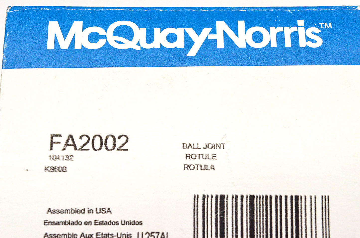 McQuay-Norris FA2002, 104132, K8608 Ball Joint Kit NOS