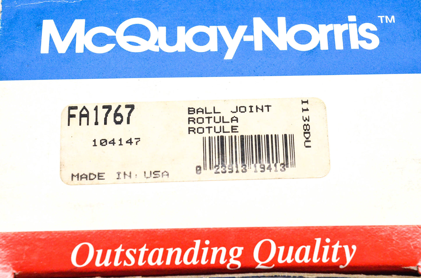 McQuay-Norris FA1767, 104147 Ball Joint Kit NOS