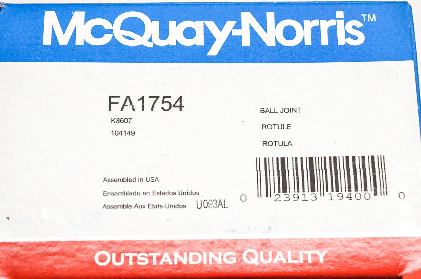 McQuay-Norris FA1754, K8607, 104149 Ball Joint Kit NOS