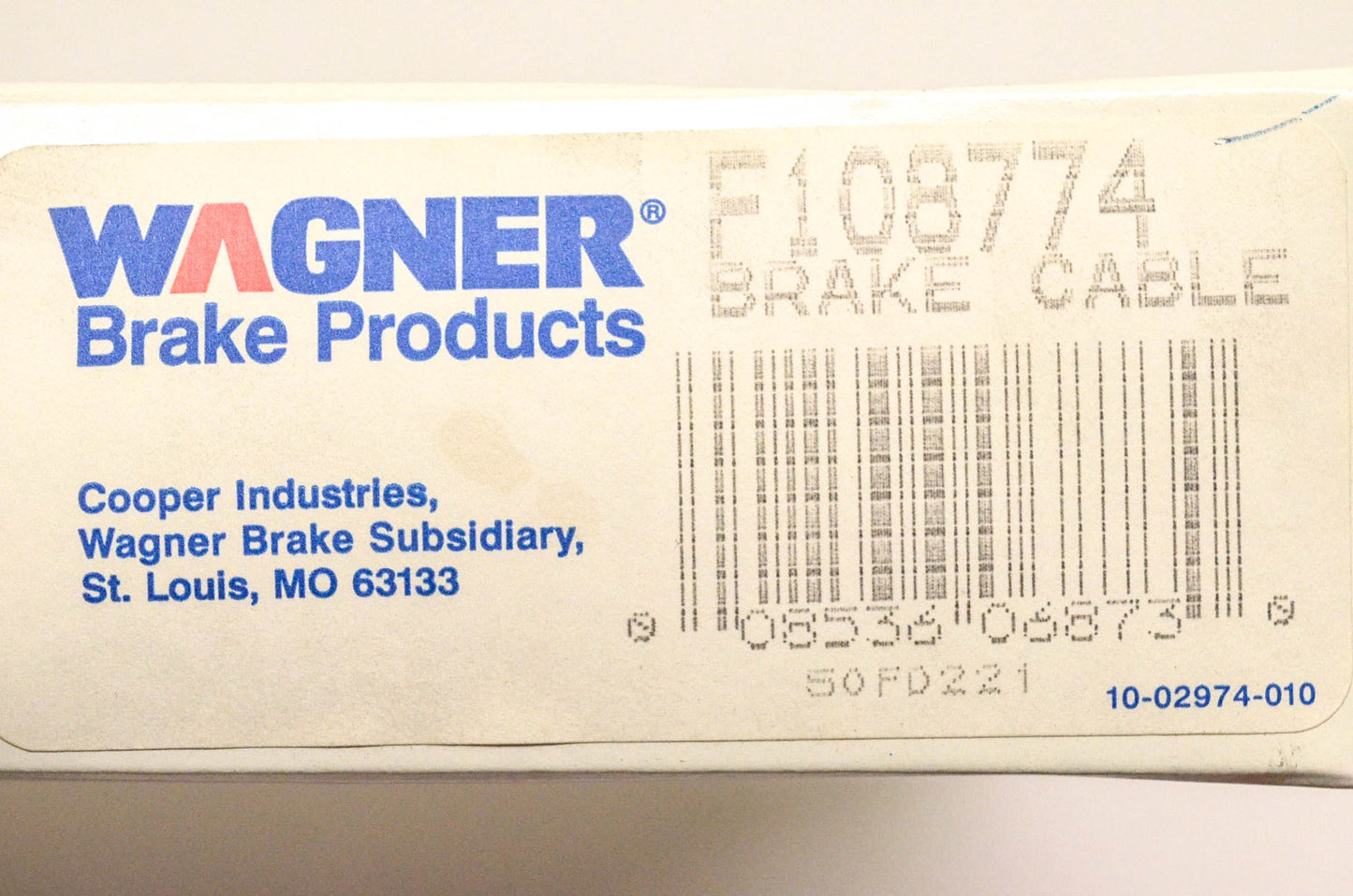 Wagner F108774 Rear Left Brake Cable NOS
