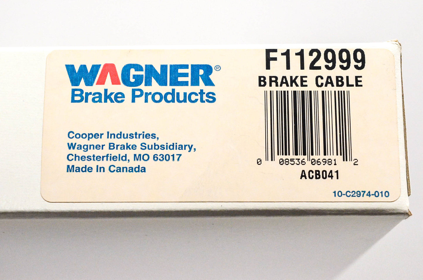 Wagner F112999 Brake Cable NOS