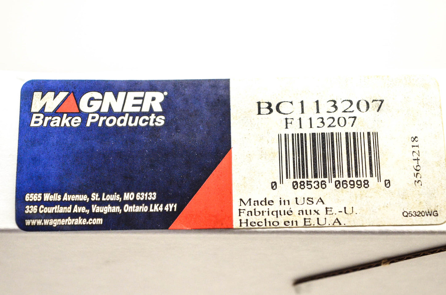 Wagner BC113207, F113207 Brake Cable NOS