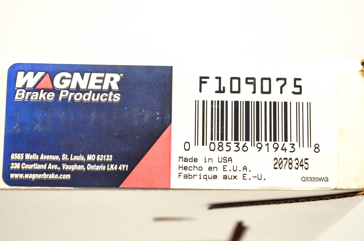Wagner F109075 Parking Brake Cable NOS
