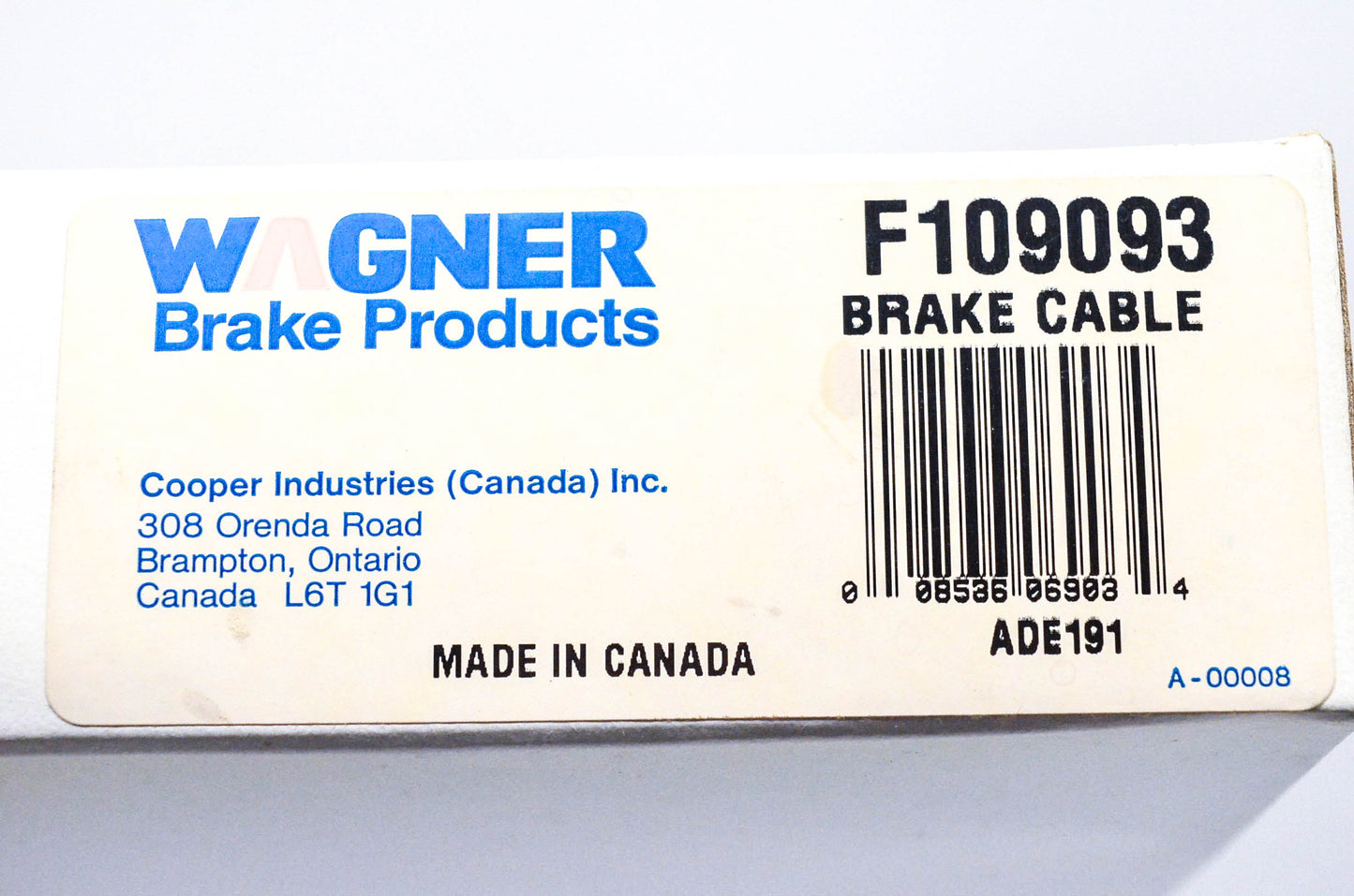 Wagner F109093 Rear Left Brake Cable NOS