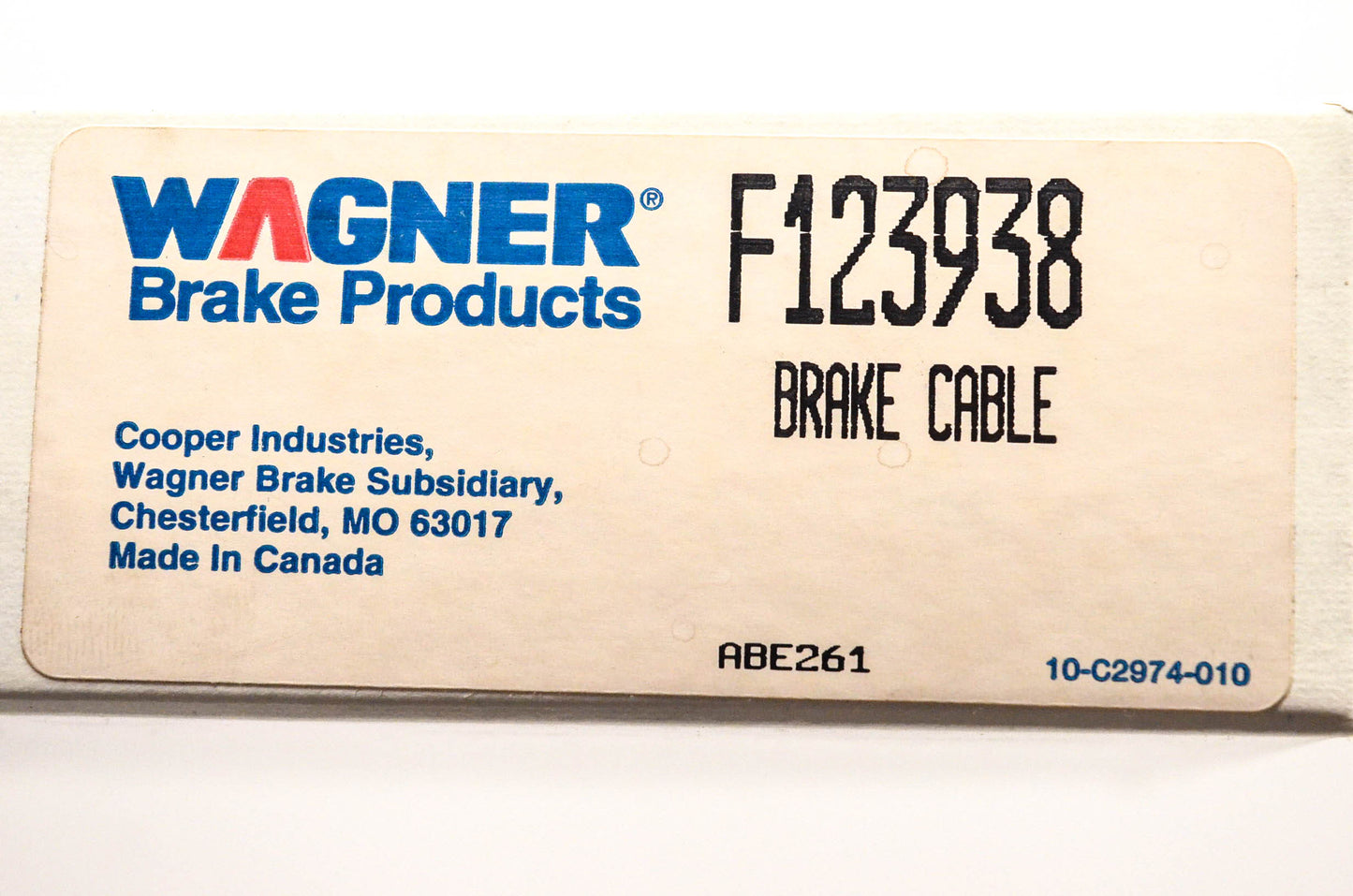 Wagner F123938 Brake Cable NOS