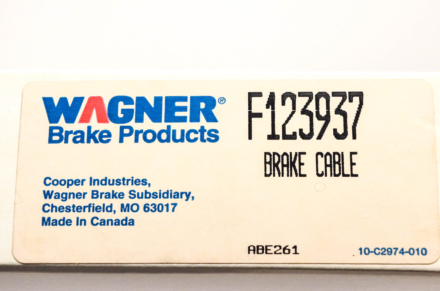 Wagner F123937 Brake Cable NOS