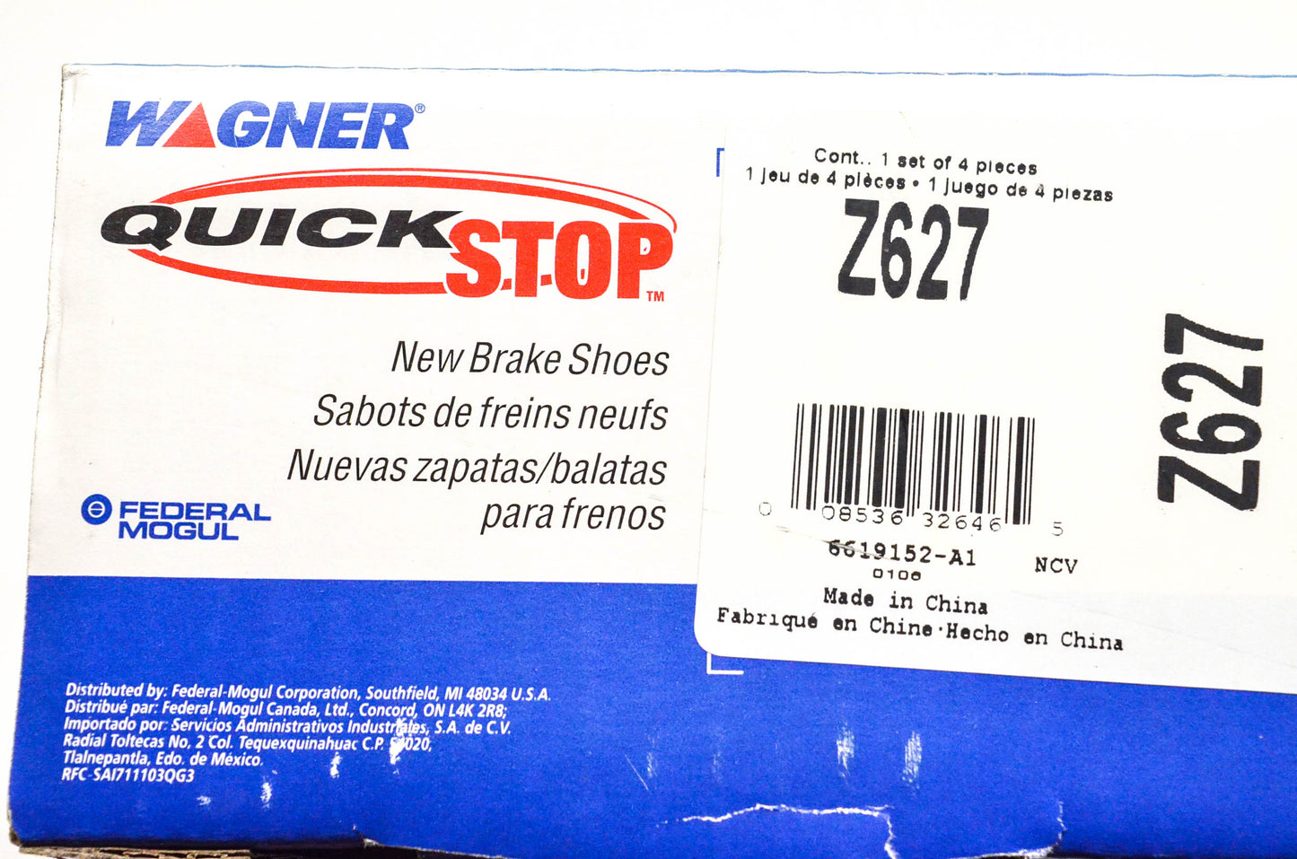 Wagner Z627 Quick Stop Brake Shoe Kit NOS