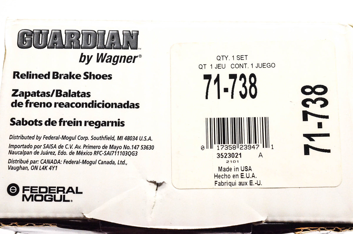 Wagner 71-738 Guardian Relined Brake Shoe Kit NOS