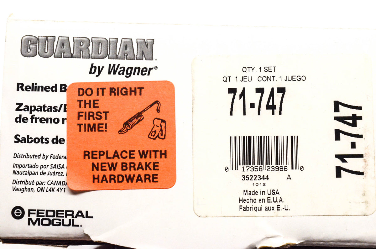 Wagner 71-747 Guardian Relined Brake Shoe Kit NOS