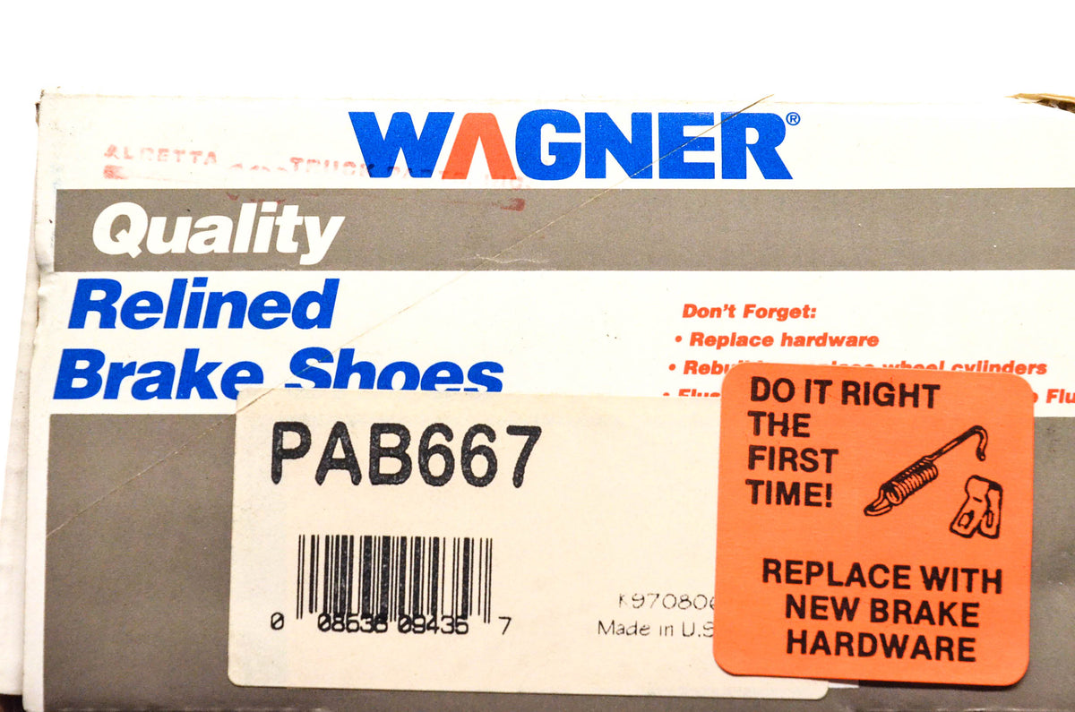 Wagner PAB667 Relined Brake Shoe Kit NOS