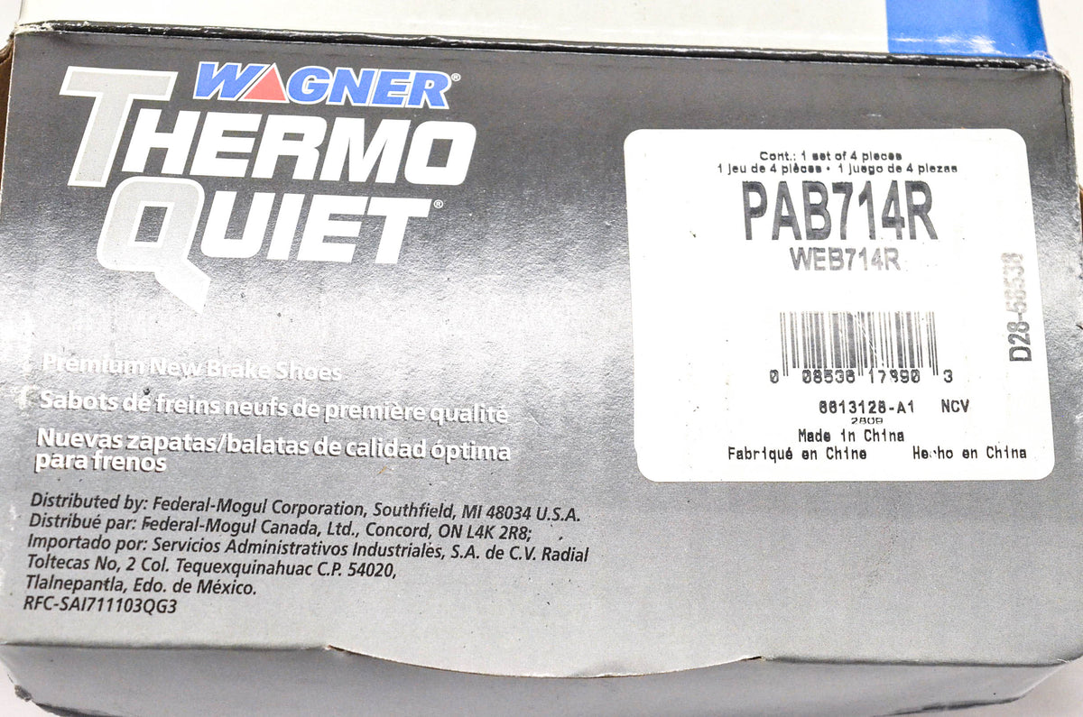 Wagner PAB714R, WEB714B Thermo Quiet Brake Shoe Kit NOS