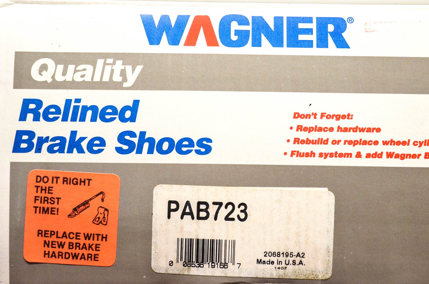 Wagner PAB723 Relined Brake Shoe Kit NOS