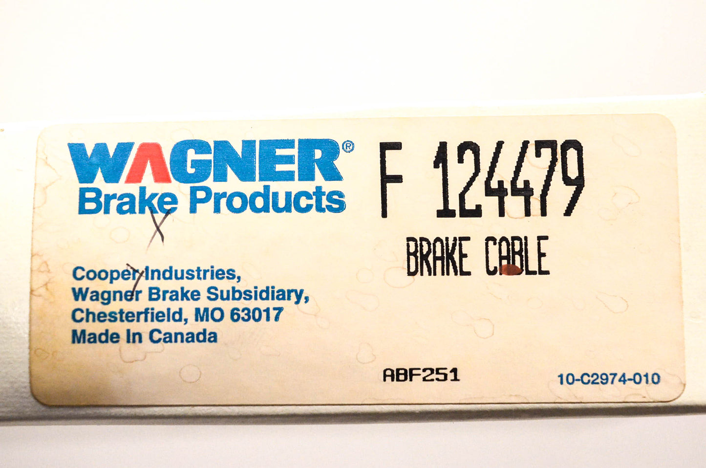 Wagner F124479 Brake Cable NOS