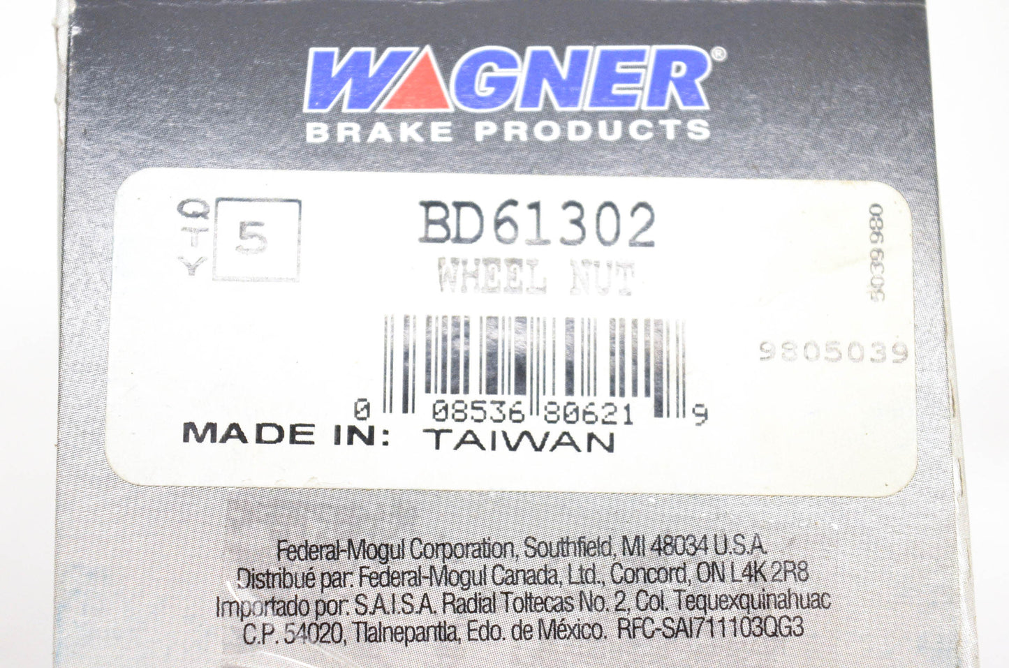 Wagner BD61302 Wheel Lug Nuts Qty 5 NOS