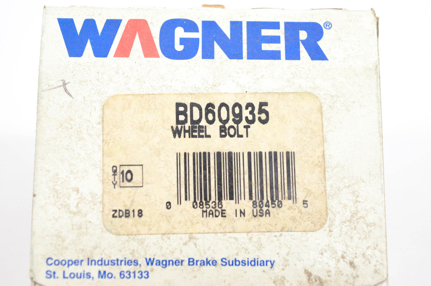 Wagner BD60935 Black Wheel Bolt Qty 10 NOS