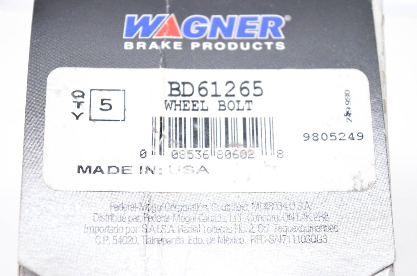 Wagner BD61265 Wheel Lug Studs Qty 5 NOS