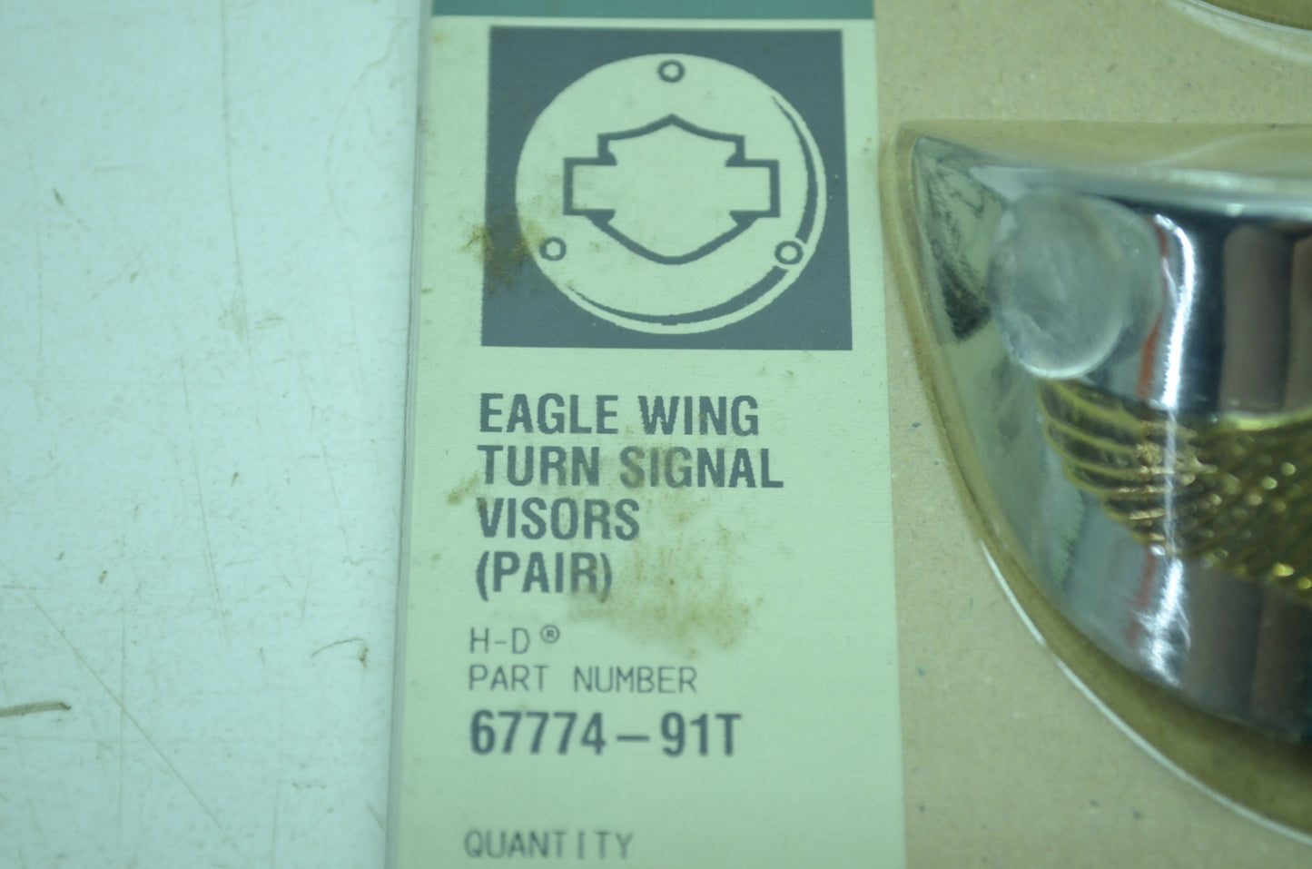 NEW OEM Harley Davidson Turn Signal Visor Gold Eagle Wing 67774-91T NOS