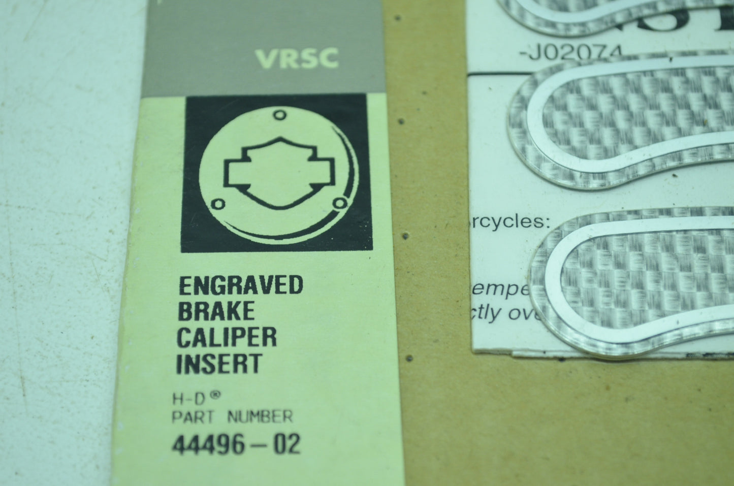 NEW OEM Harley Davidson Engraved Brake Caliper Inserts VRSC VROD 44496-02 NOS