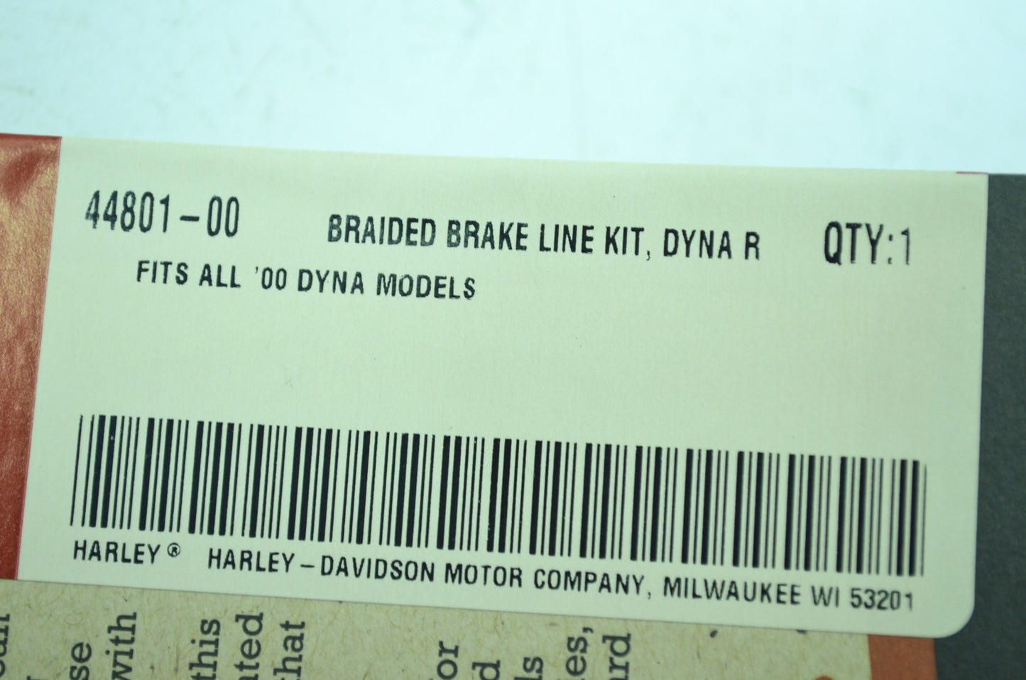 OEM Harley-Davidson 44801-00 Stainless Steel Brake Line Kit NOS
