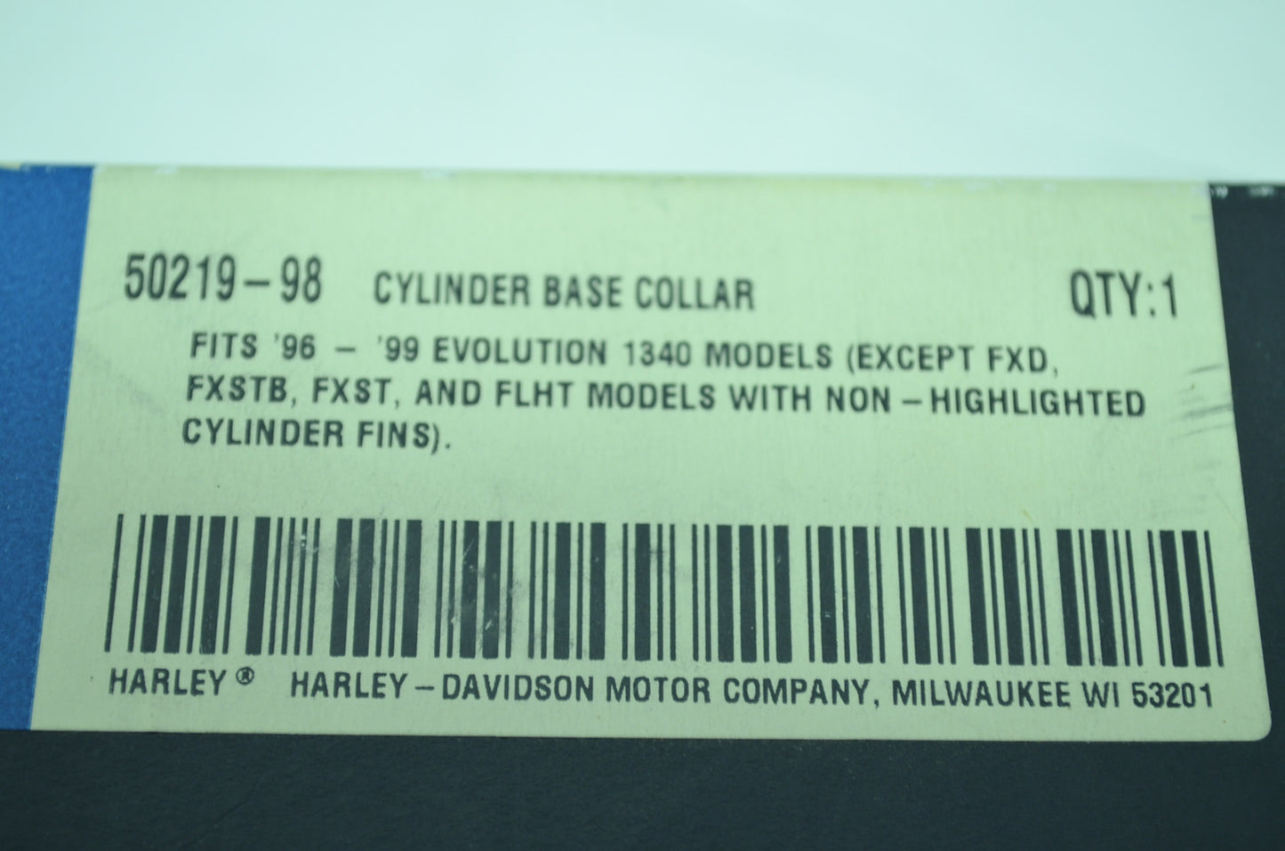 NEW OEM Harley Davidson Cylinder Base Collar 50219-98 NOS