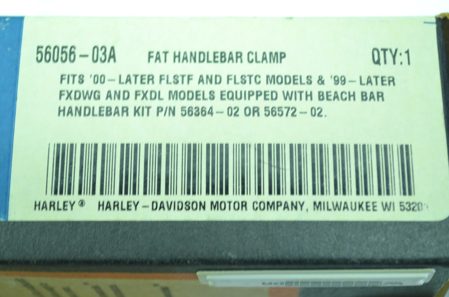 OEM Harley-Davidson 56056-03A Fat Handlebar Clamp NOS