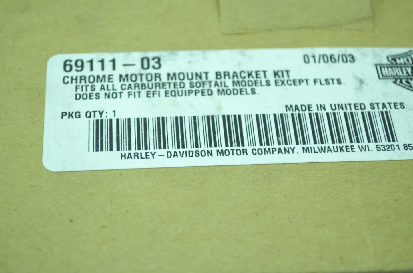OEM Harley-Davidson 69111-03 Chrome Motor Mount Bracket Kit NOS