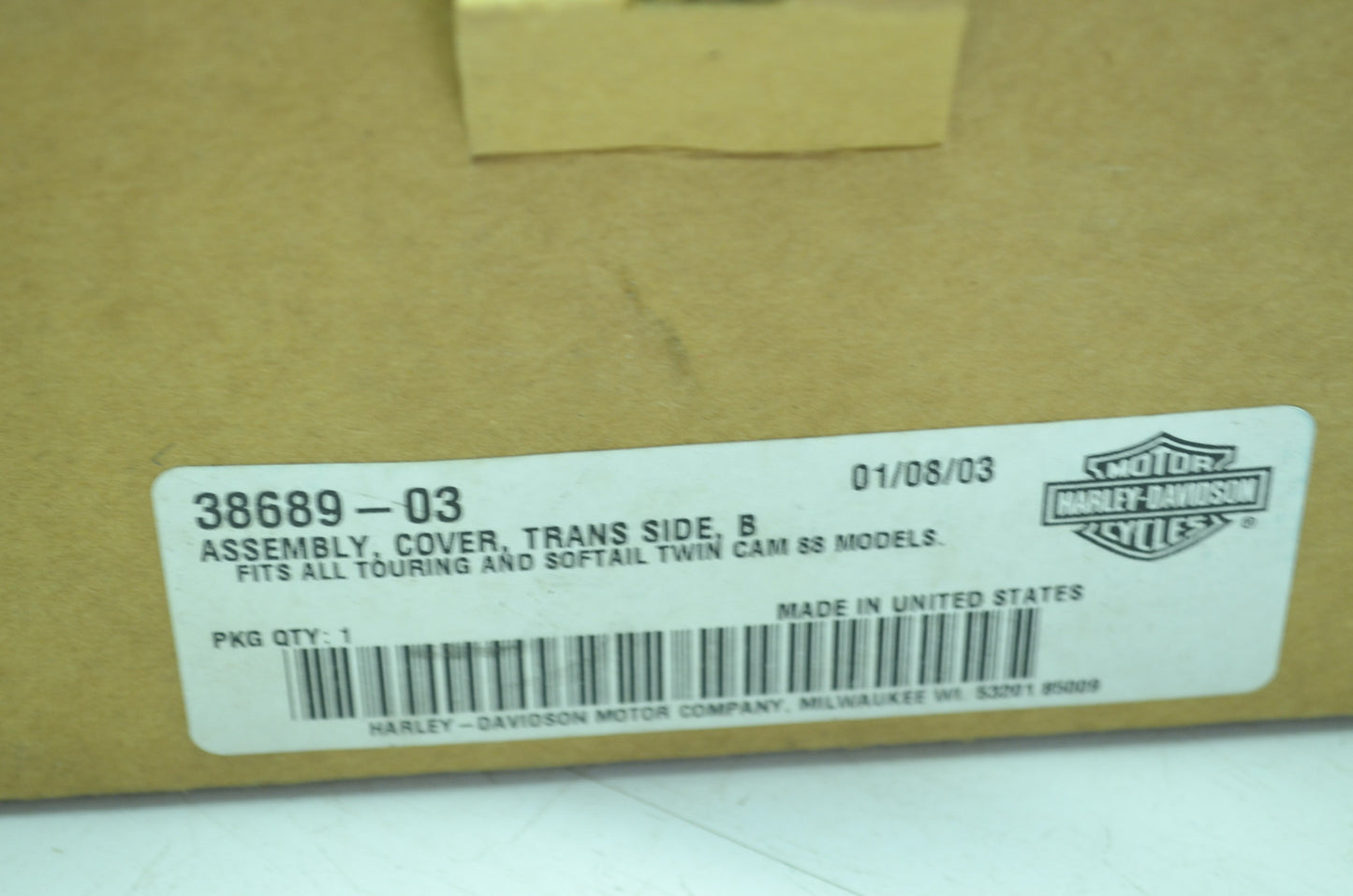 OEM Harley-Davidson 38689-03 Transmission Side Cover Assembly B NOS