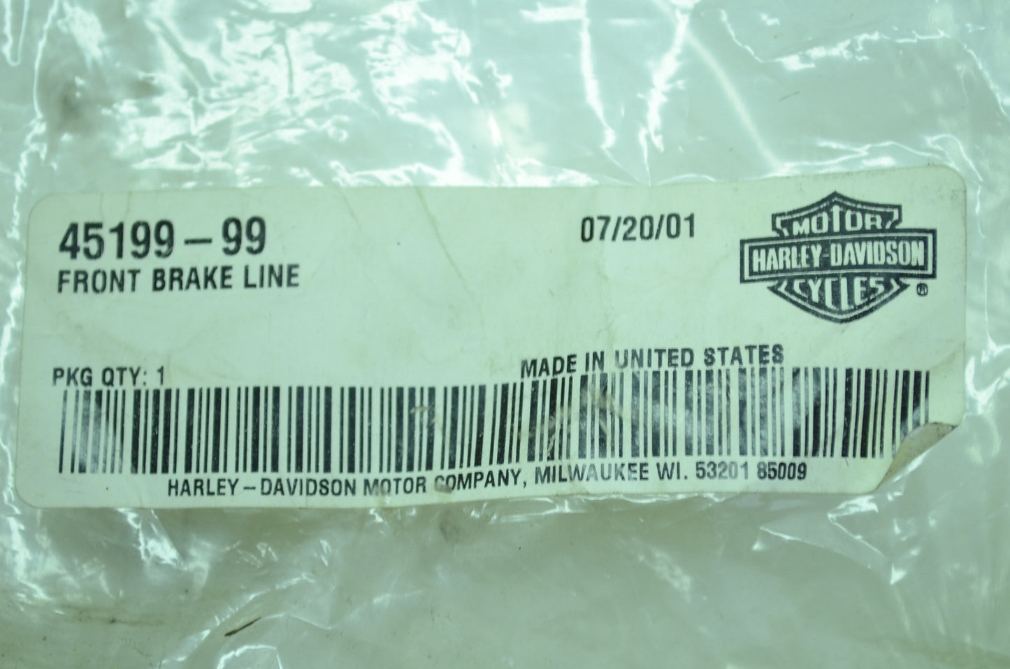 OEM Harley-Davidson 45199-99 Front Brake Line Assembly NOS