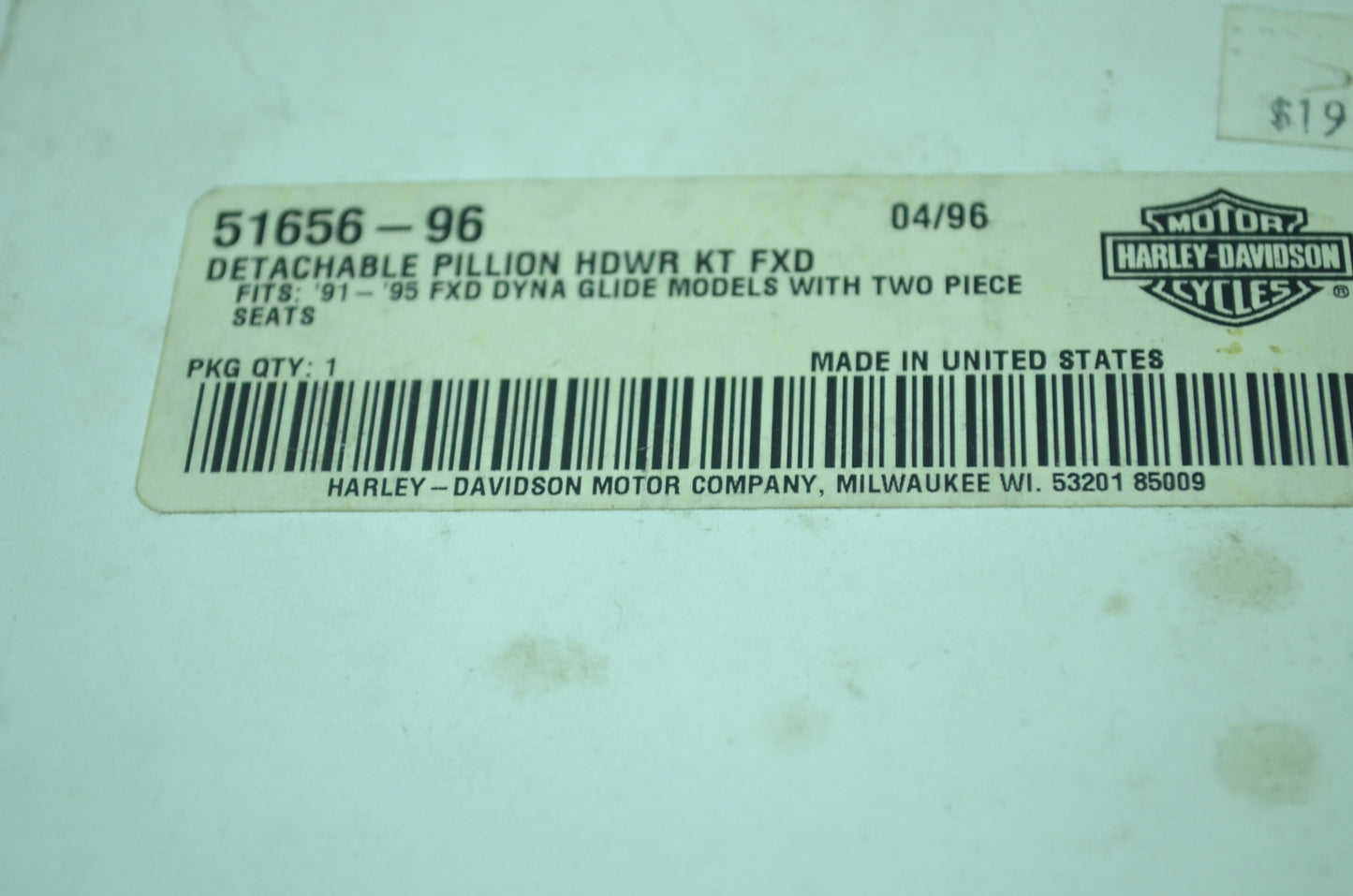 NEW OEM Harley Davidson Detachable Pillion Hardware Kit 51656-96 NOS