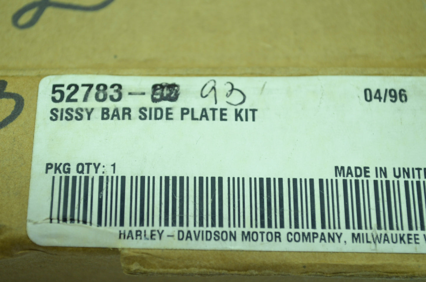NEW OEM Harley Davidson Sissy Bar Side Plate Bracket Kit 91-95 FXD Dyna 52783-93