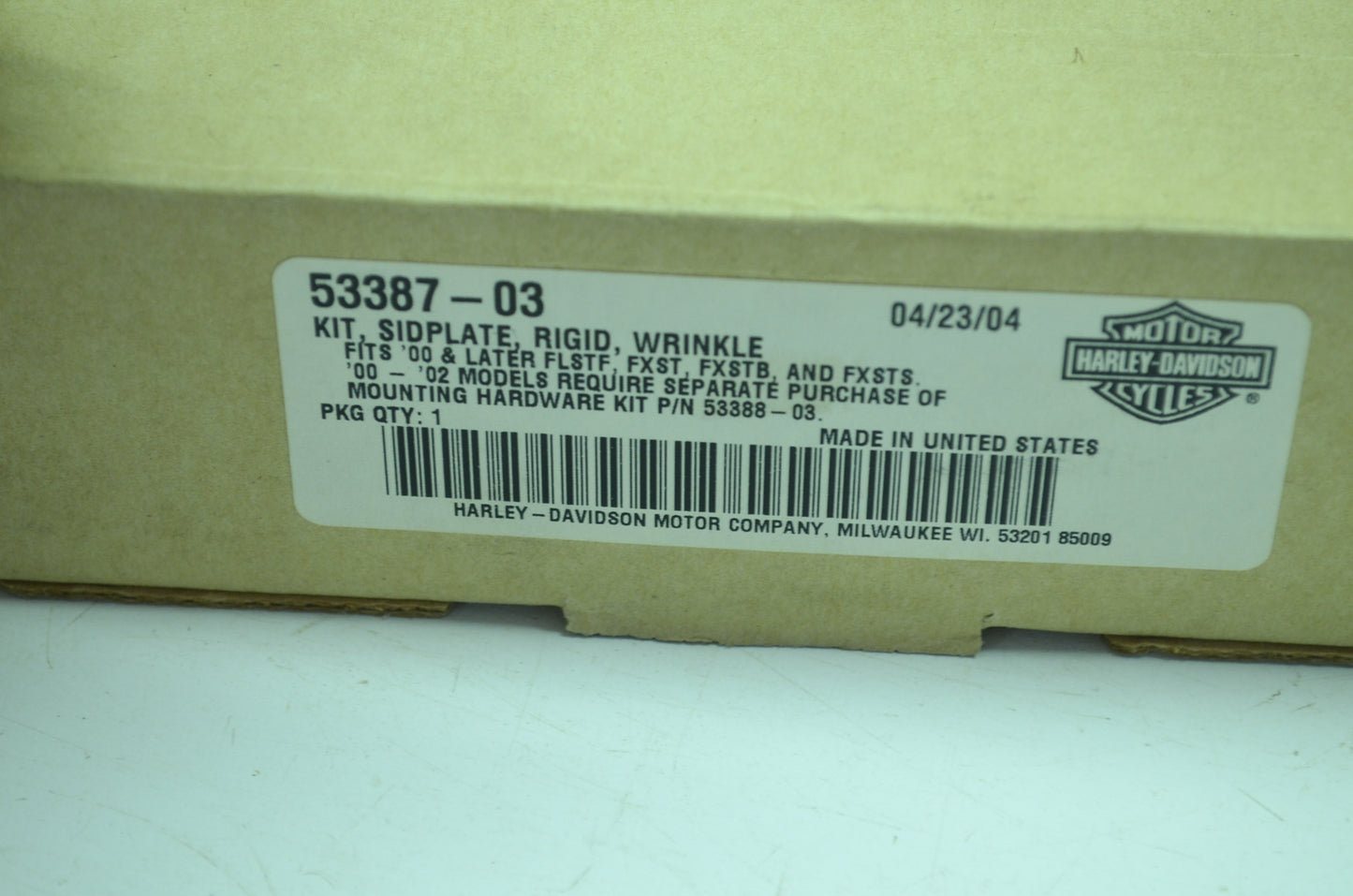 NEW OEM Harley Davidson Side Plate Rigid Wrinkle Kit 53387-03 NOS