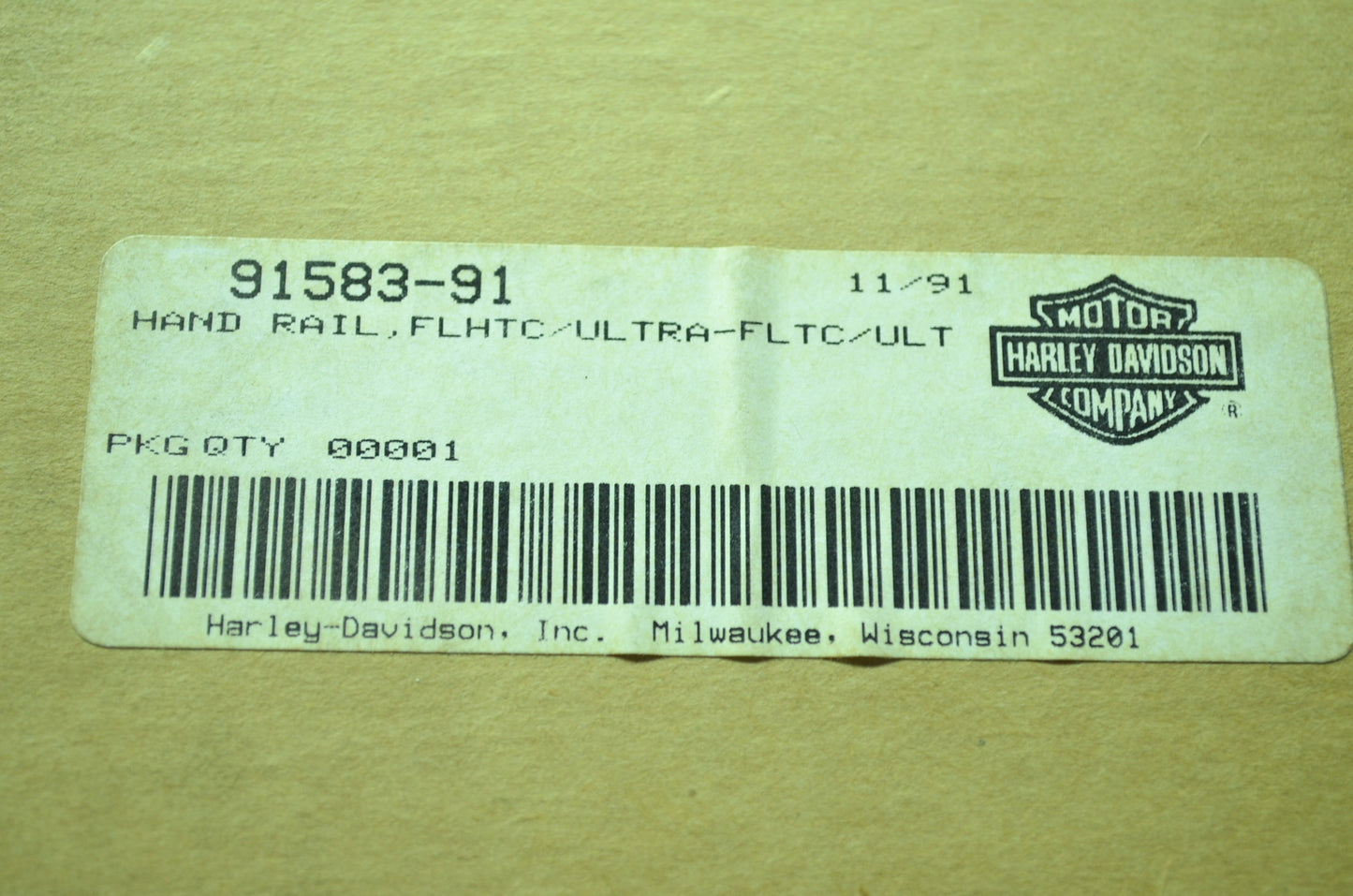 NEW OEM Harley Davidson Passenger Hand Rail 91583-91 NOS