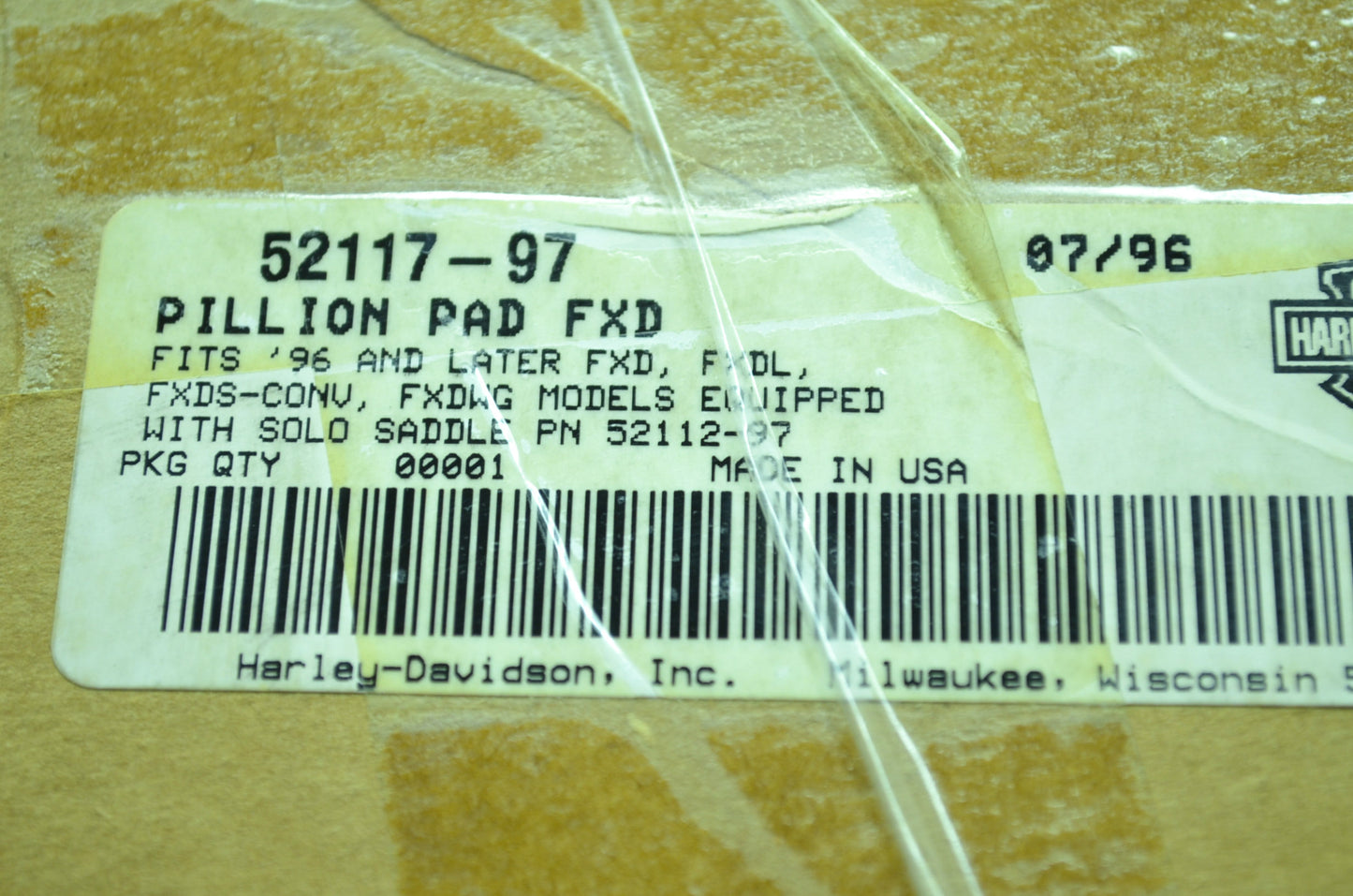 OEM Harley-Davidson 52117-97 Pillion Pad NOS