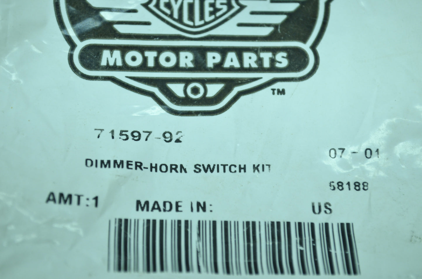 OEM Harley-Davidson 71597-92 Horn Dimmer Switch Kit NOS