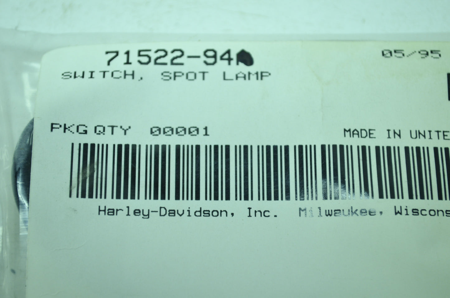 OEM Harley-Davidson 71522-94 Spot Lamp Switch NOS