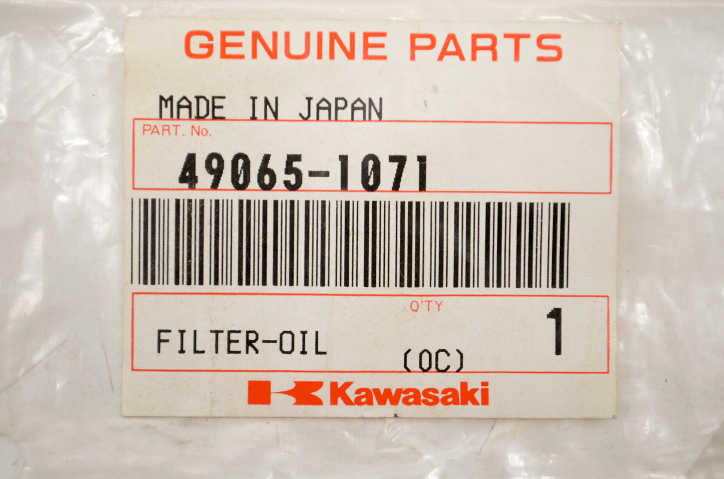 New OEM Kawasaki 49065-1071 Oil Filter NOS