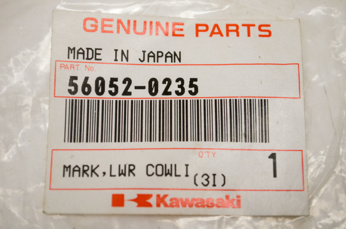 New OEM Kawasaki 56052-0235 Mark Lower Cowling Left Hand NOS