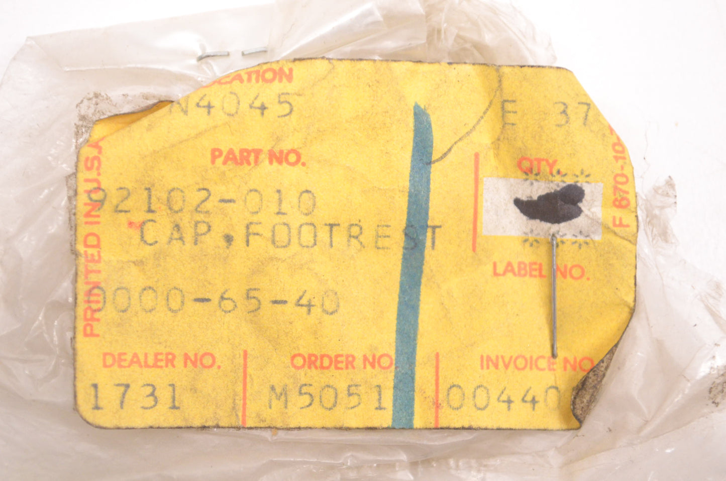 OEM Kawasaki 92102-010 Footrest Cap NOS