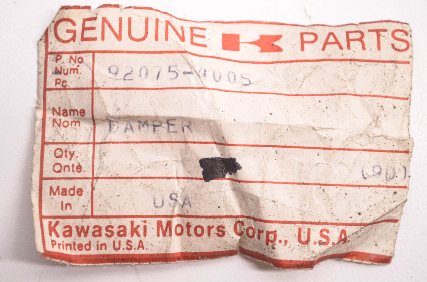 New OEM Kawasaki 92075-4005 Damper NOS