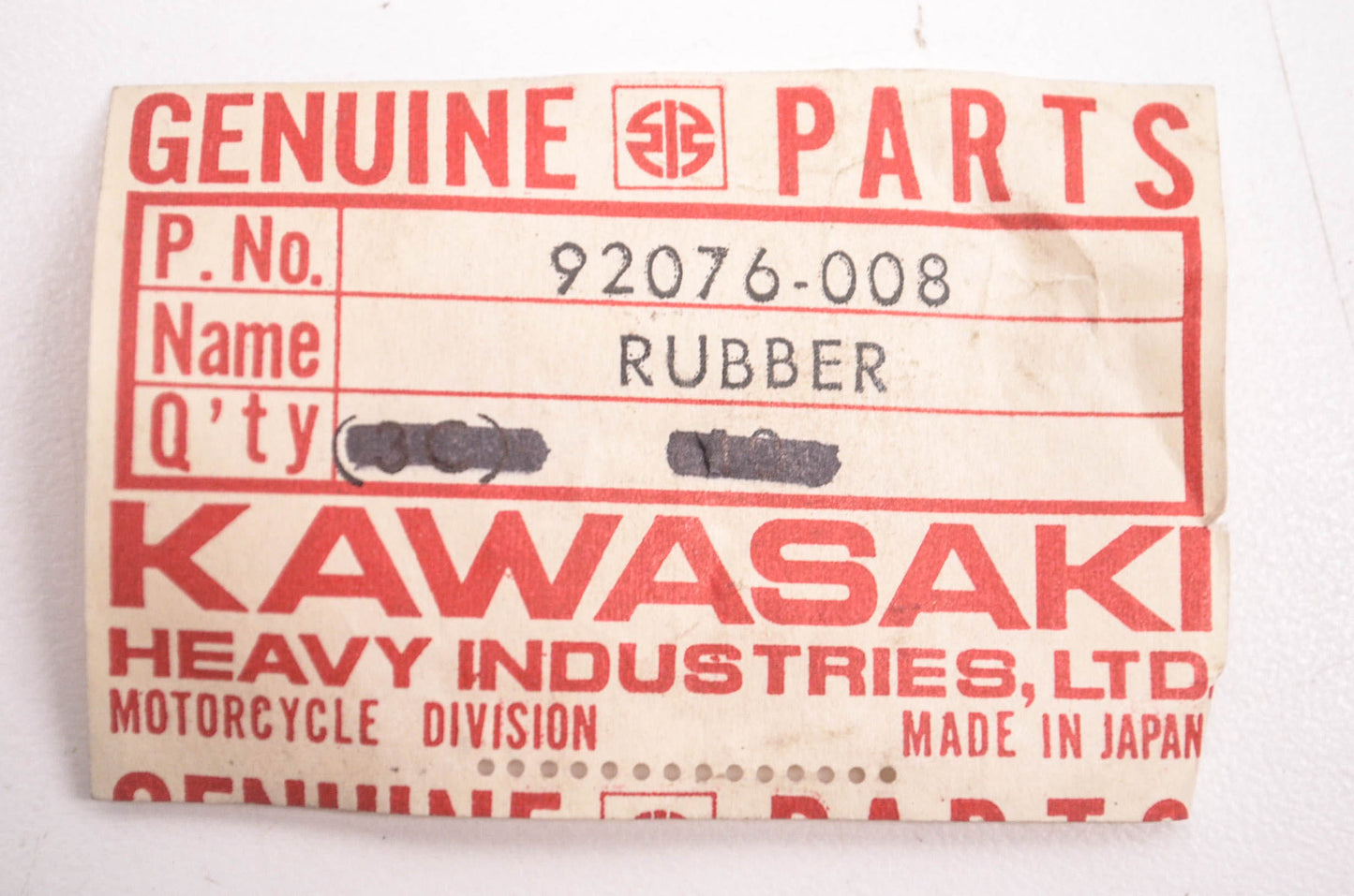 OEM Kawasaki 92076-008 Rear Rubber Foot Rest