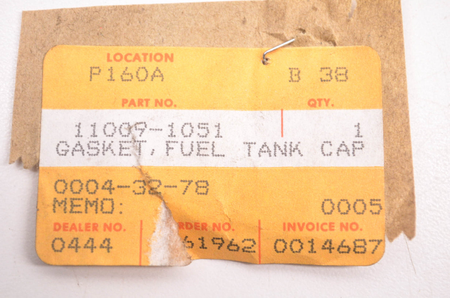 New OEM Kawasaki 11009-1051 Fuel Tank Cap Gasket NOS