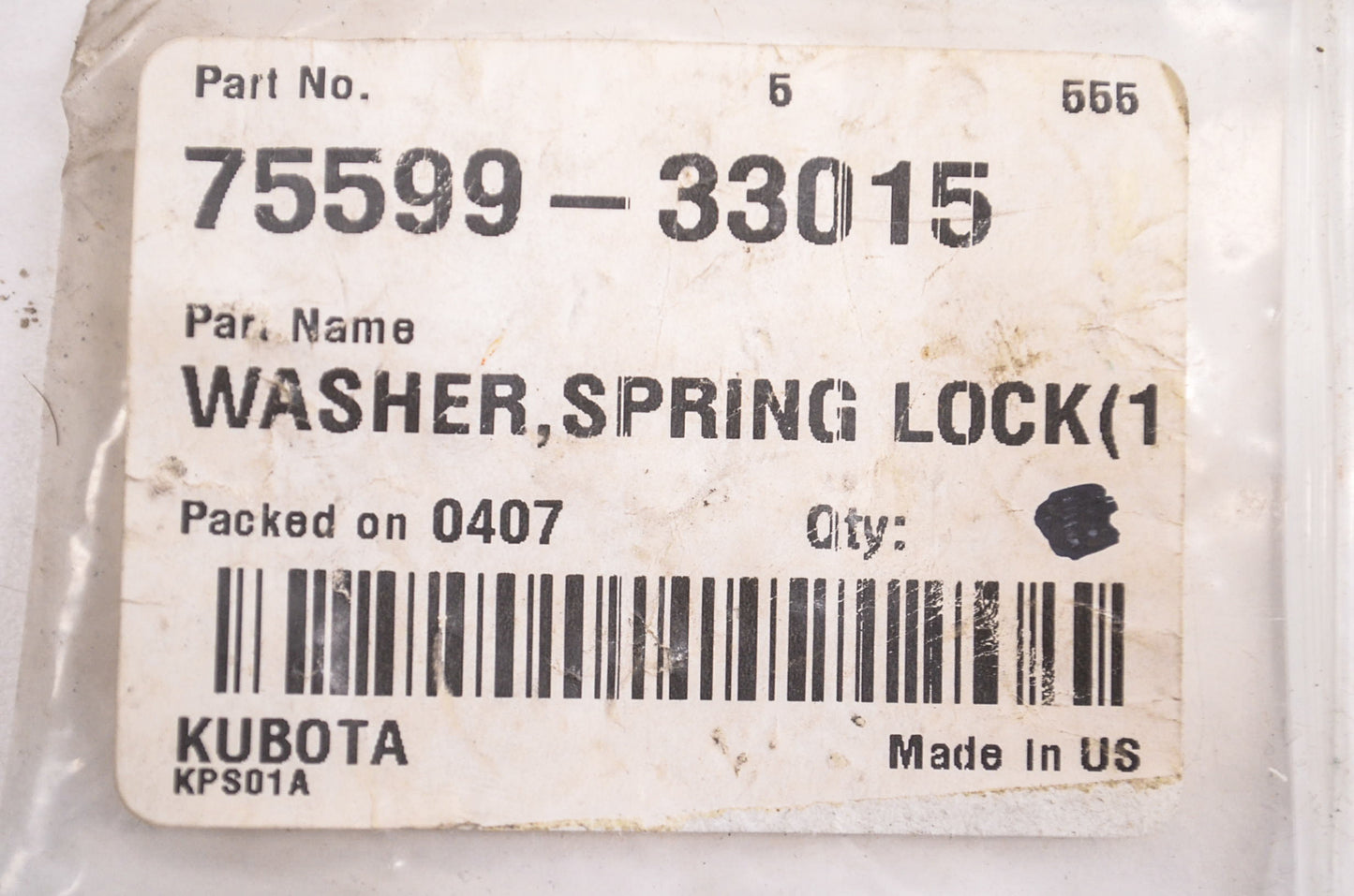 Kubota 75599-33015 Spring Lock Washer NOS