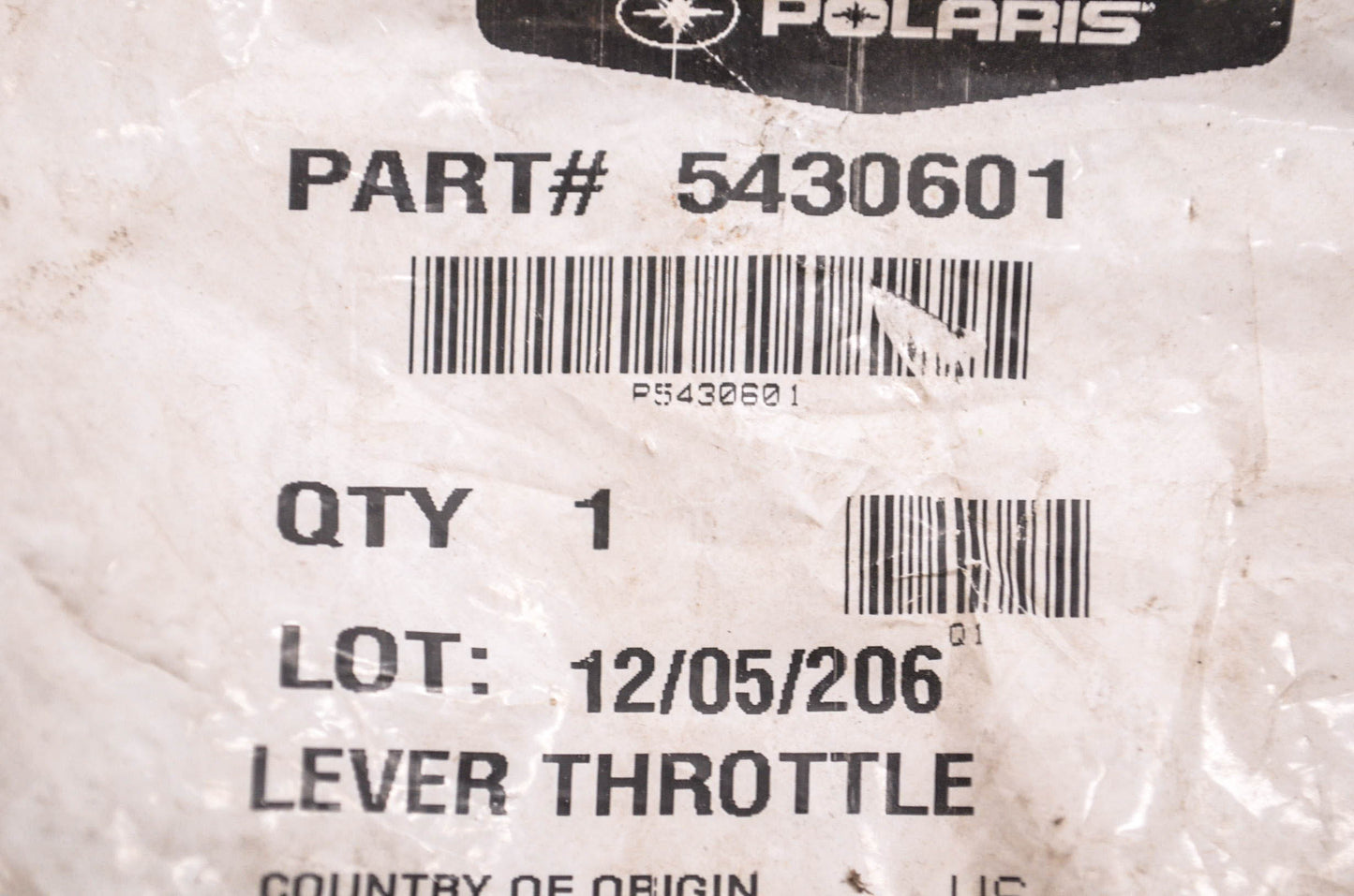 New OEM Polaris 5430601 Throttle Lever NOS