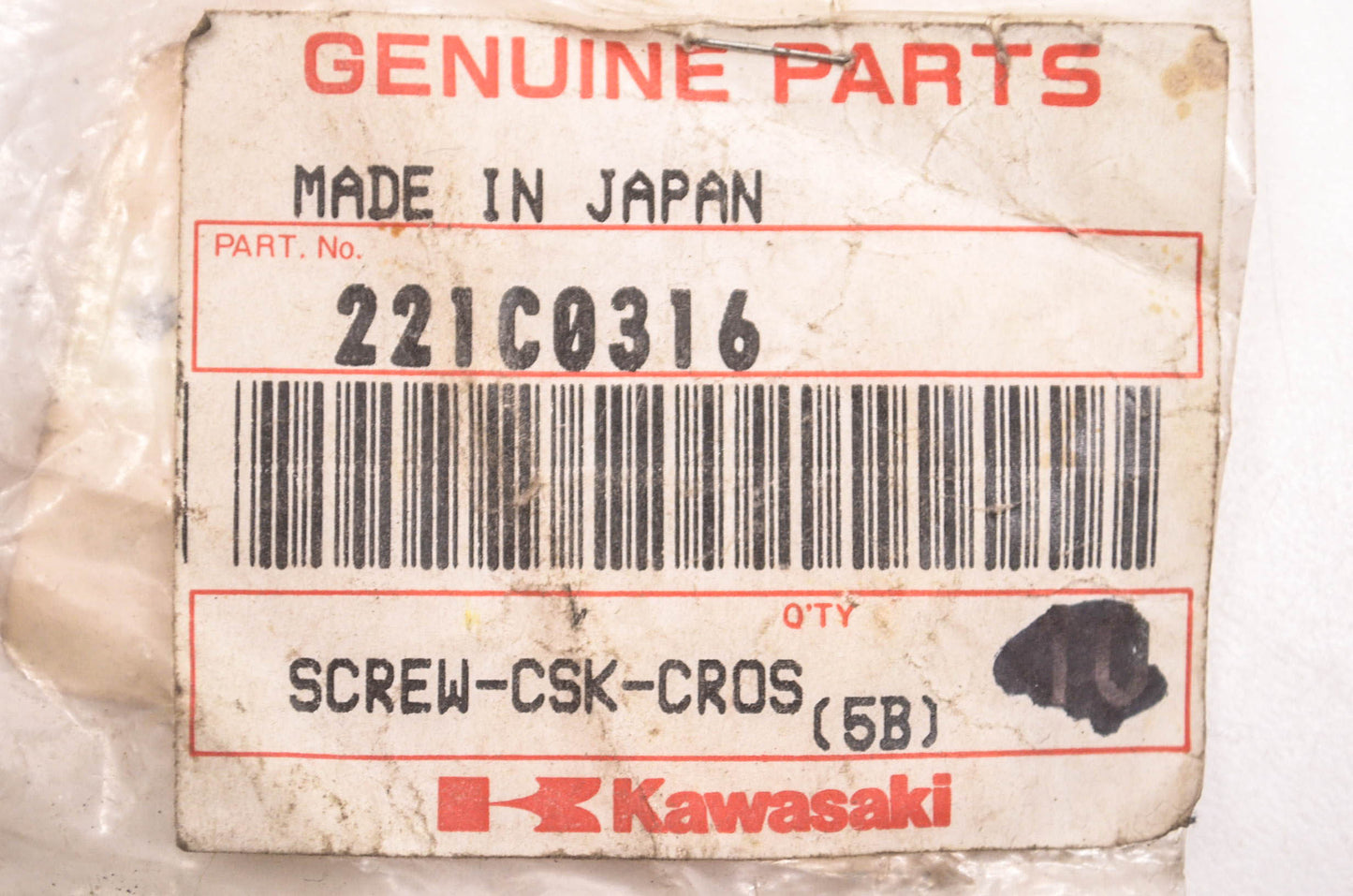New OEM Kawasaki 221C0316 Countersink Screw Qty 3 NOS